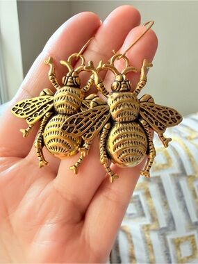 Gold Bee Dangle Earrings
